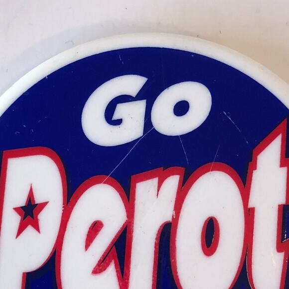 1992 Ross Perot "Go Perot" 2 1/4" Red White Blue Presidential Campaign Button - Picture 3 of 5